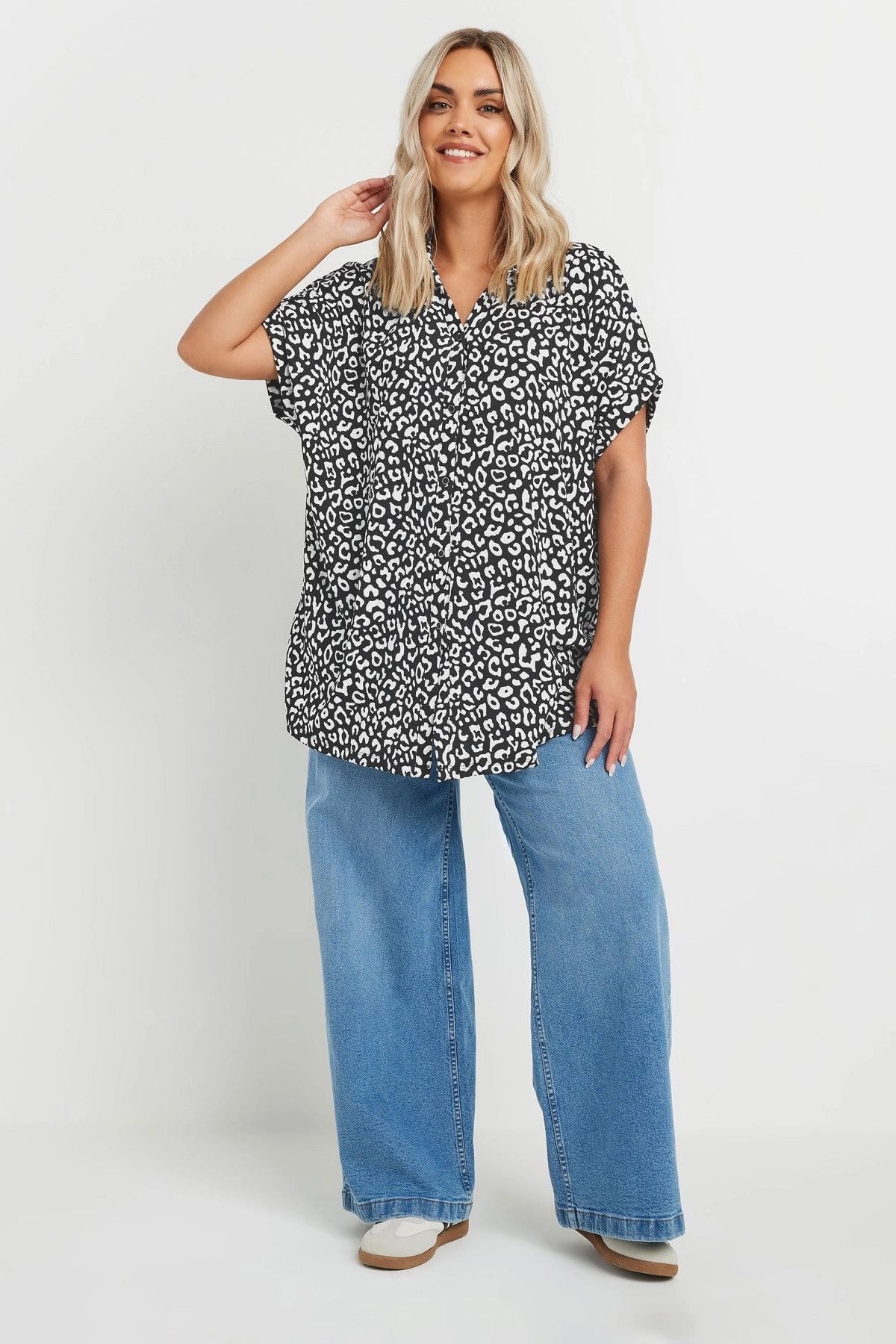 Stil Diva Businesshemd Plus Size Loose Fit Gemustertes Hemd günstig online kaufen