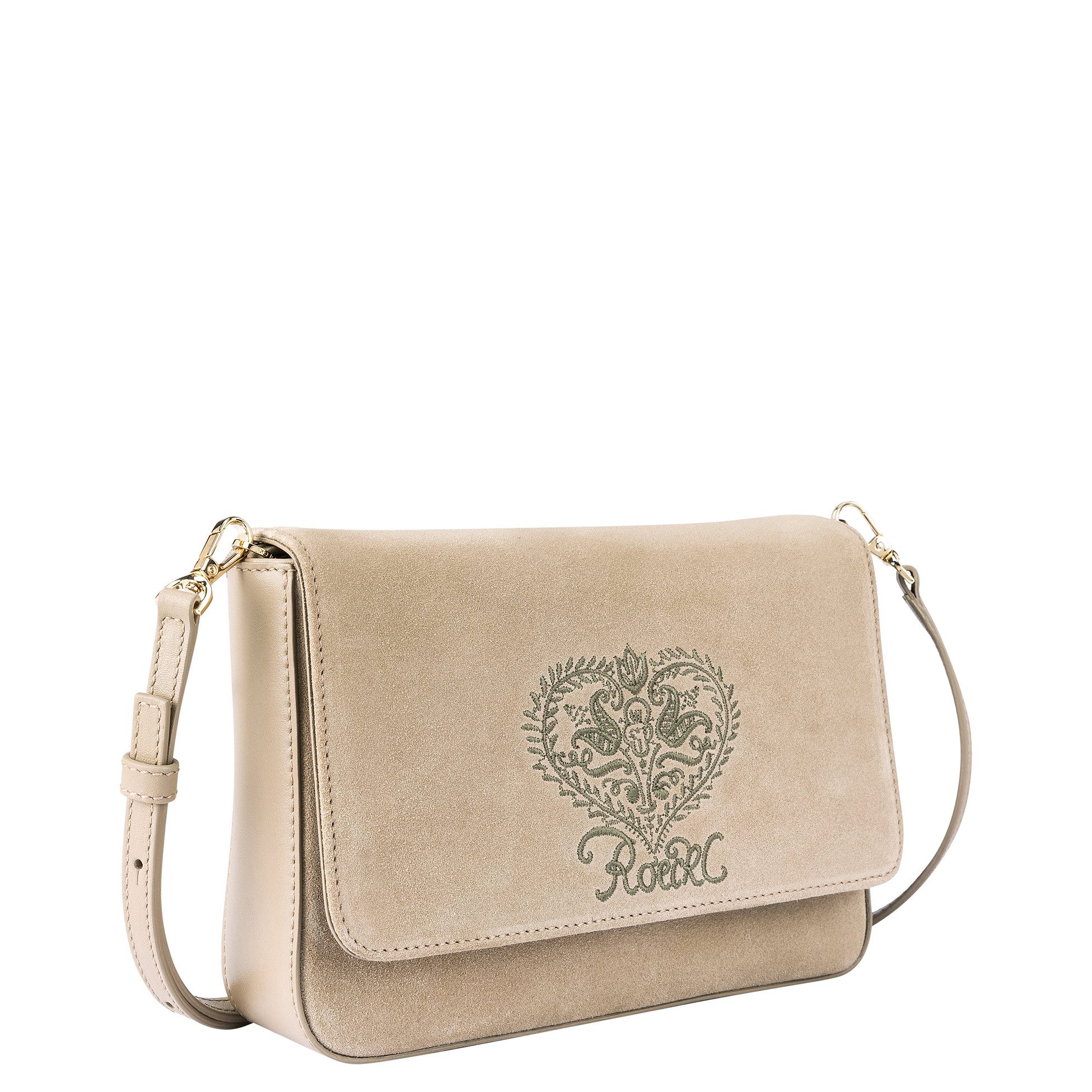 Roeckl Umhängetasche VRONI, Veloursledertasche mit Stickerei