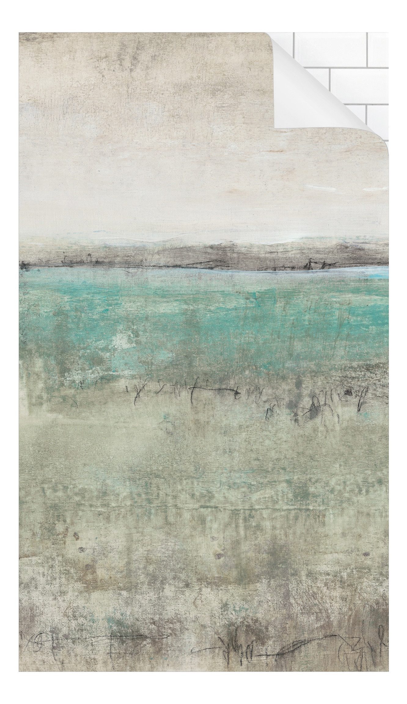 Bilderdepot24 Duschrückwand Abstrakt türkis Duschrückwand ohne Bohren Dusche Motiv, (1-tlg., 0,61 mm starke Folie selbstklebend Wandpaneele Dusche versch. Größen), fugenlose & wasserfeste Motiv Rückwand Wandverkleidung für Duschkabine