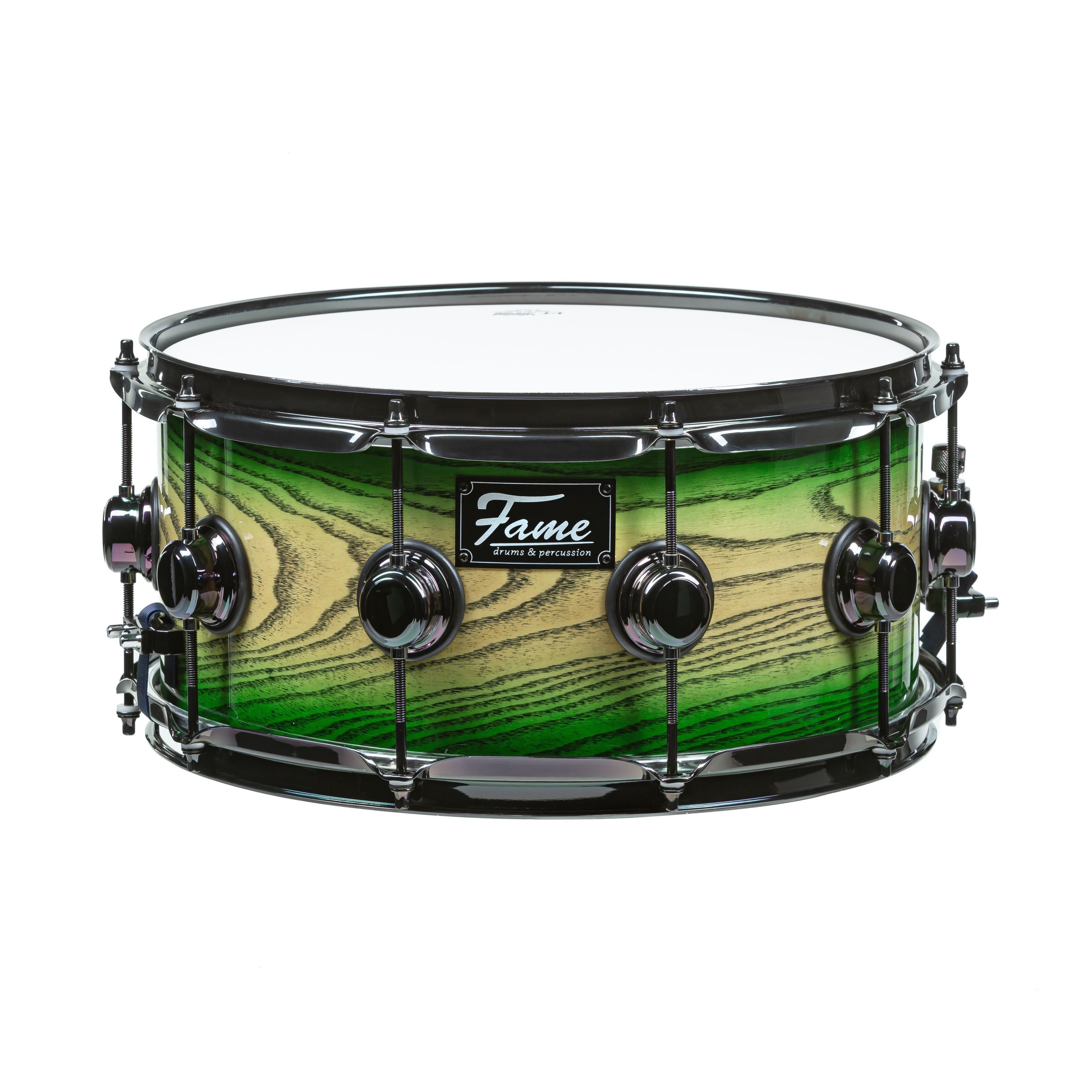 FAME Snare Drum, Schlagzeuge, Snare Drums, Fortress Snare 14"x6,5" Green Burst - Snare Drum
