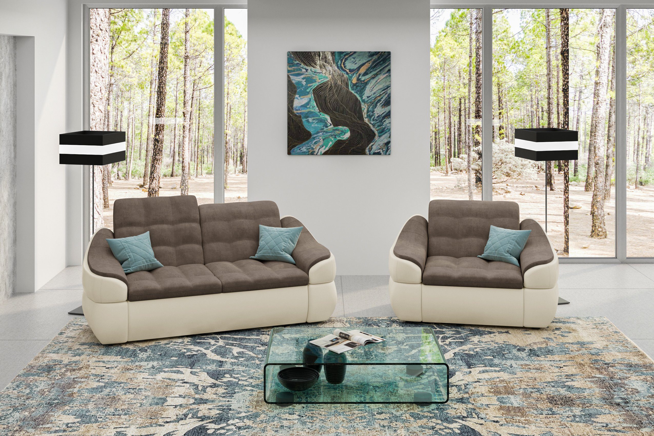 Stylefy Polstergarnitur Alisa, (Set (2-tlg), bestehend aus 2-Sitzer Sofa und Sessel, Modern Design