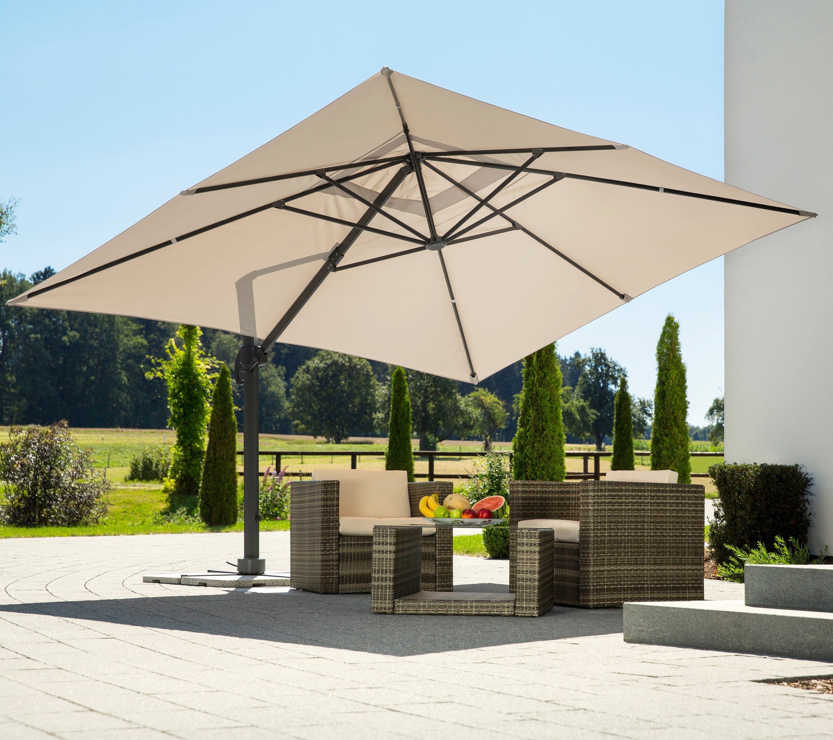 Schneider Schirme Ampelschirm Rhodos Grande, LxB 400x300 cm, natur