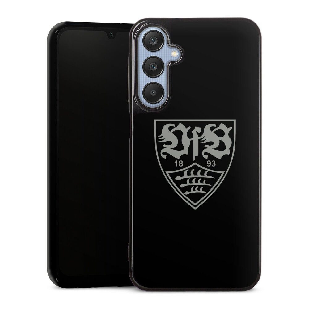 DeinDesign Handyhülle Offizielles Lizenzprodukt VfB Stuttgart Logo VfB Stuttgart schwarz, Samsung Galaxy A25 5G Silikon Hülle Bumper Case Handy Schutzhülle