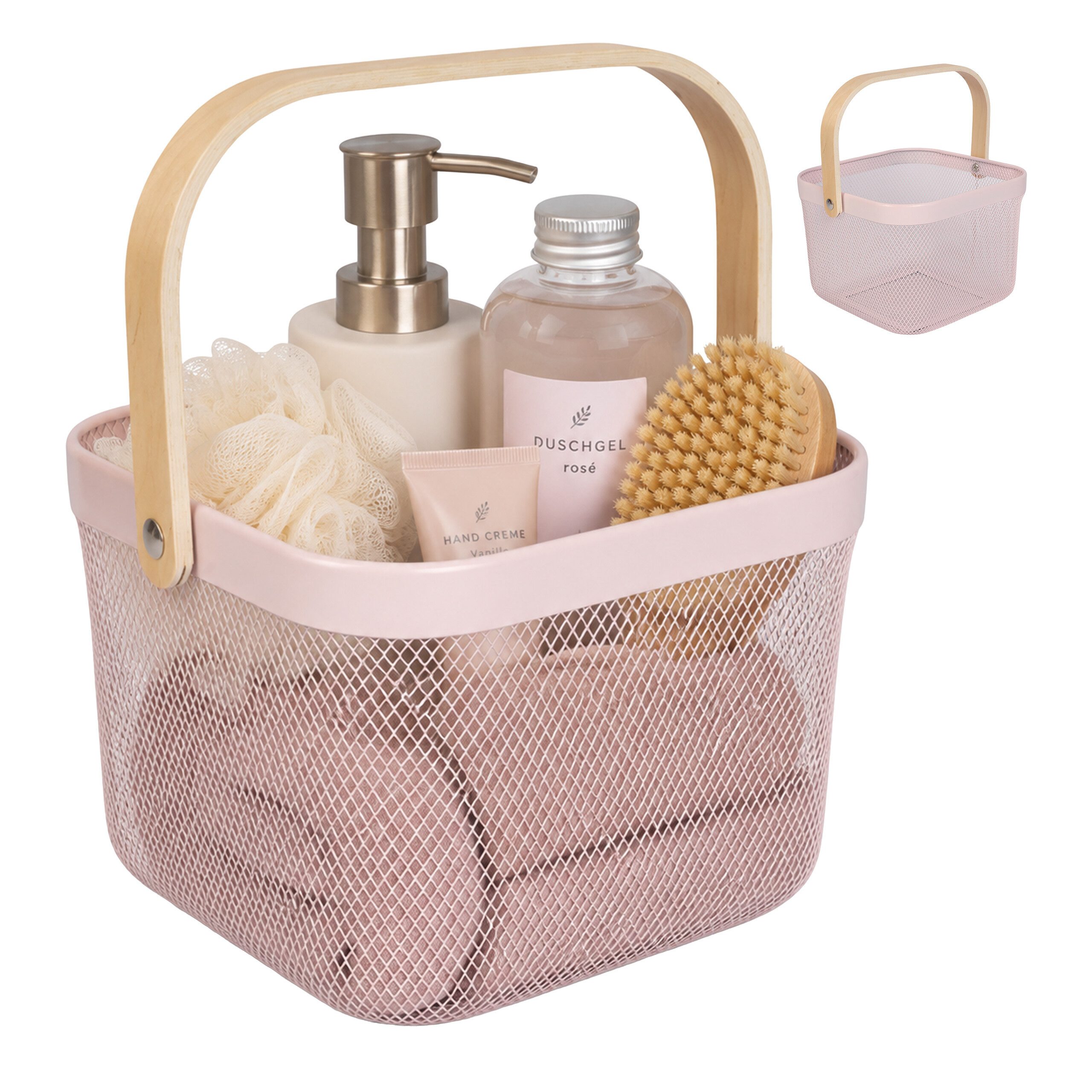 relaxdays Aufbewahrungskorb Drahtkorb mit Henkel im 2er Set (Set, 2 St., 2er Set), Rosa