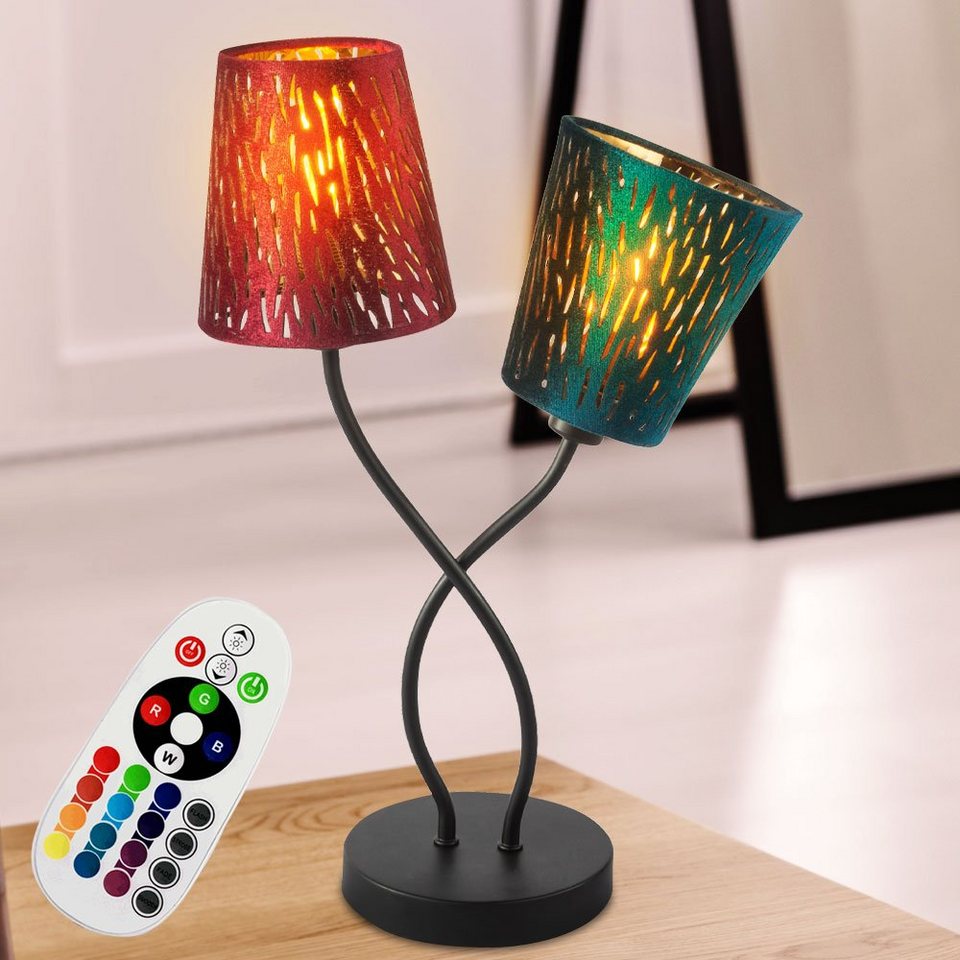 LED Tisch Strahler orange Gäste Zimmer RGB Dimmer Fernbedienung Lese Steh Lampe LED Tisch Strahler orange Gäste Zimmer RGB Dimmer Fernbedienung Lese Steh Lampe