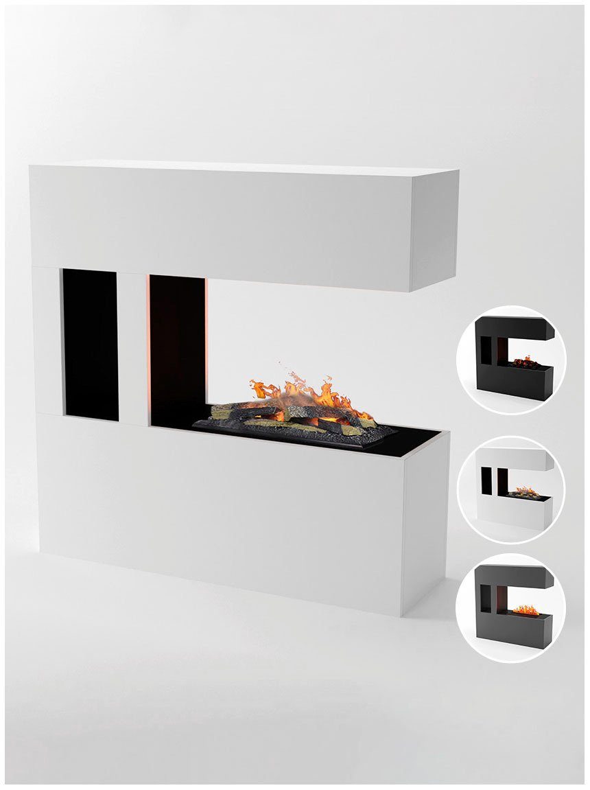 3D integriertem Wasserdampfkamin Feuer Elektrokamin mit GLOW weiß »Schiller, FIRE mit Pocket«, Knistereffekt