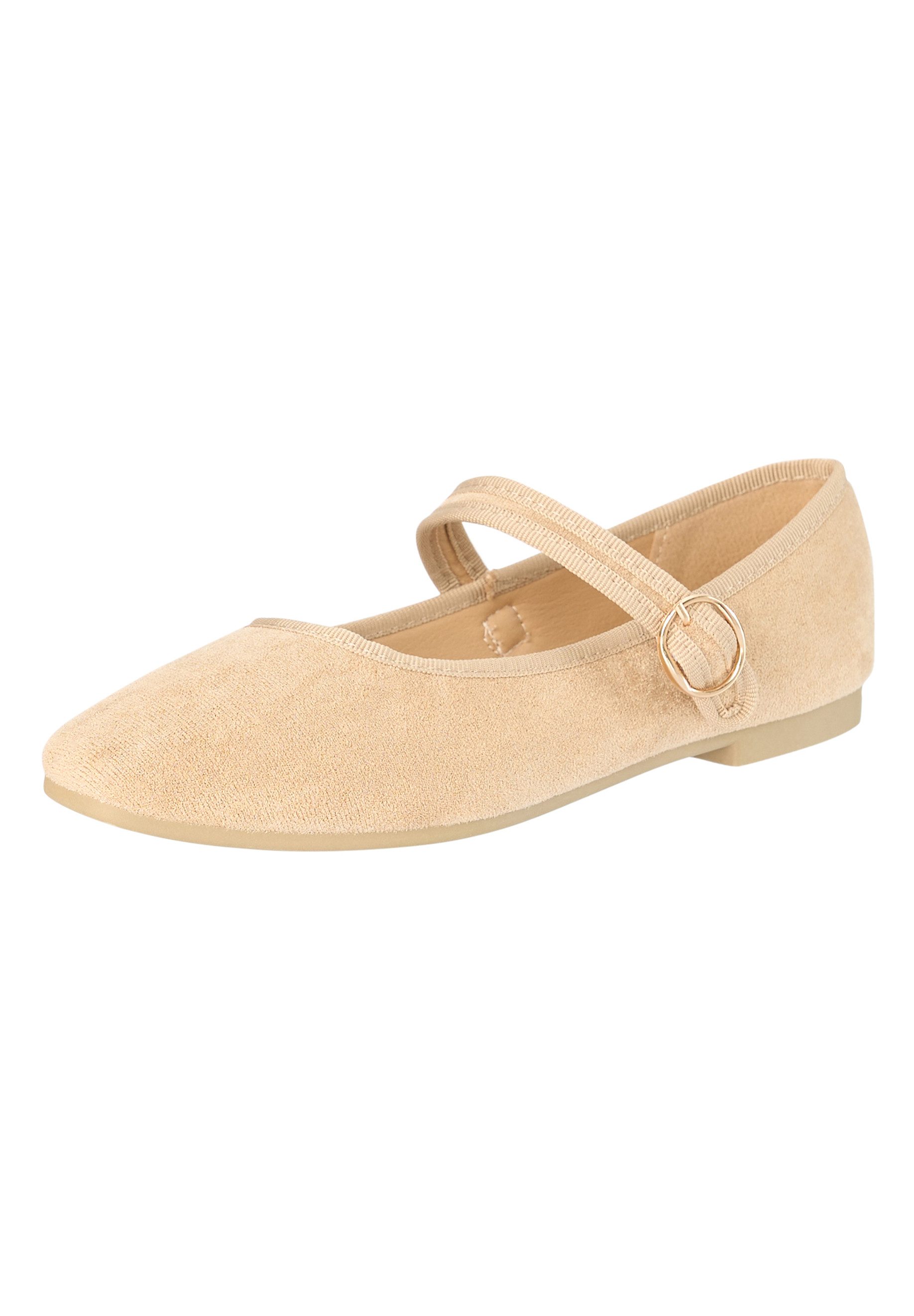 Day Vine Retro Muse Mary-Jane-Ballerinas mit Veloursoptik und goldener Schnalle Ballerina