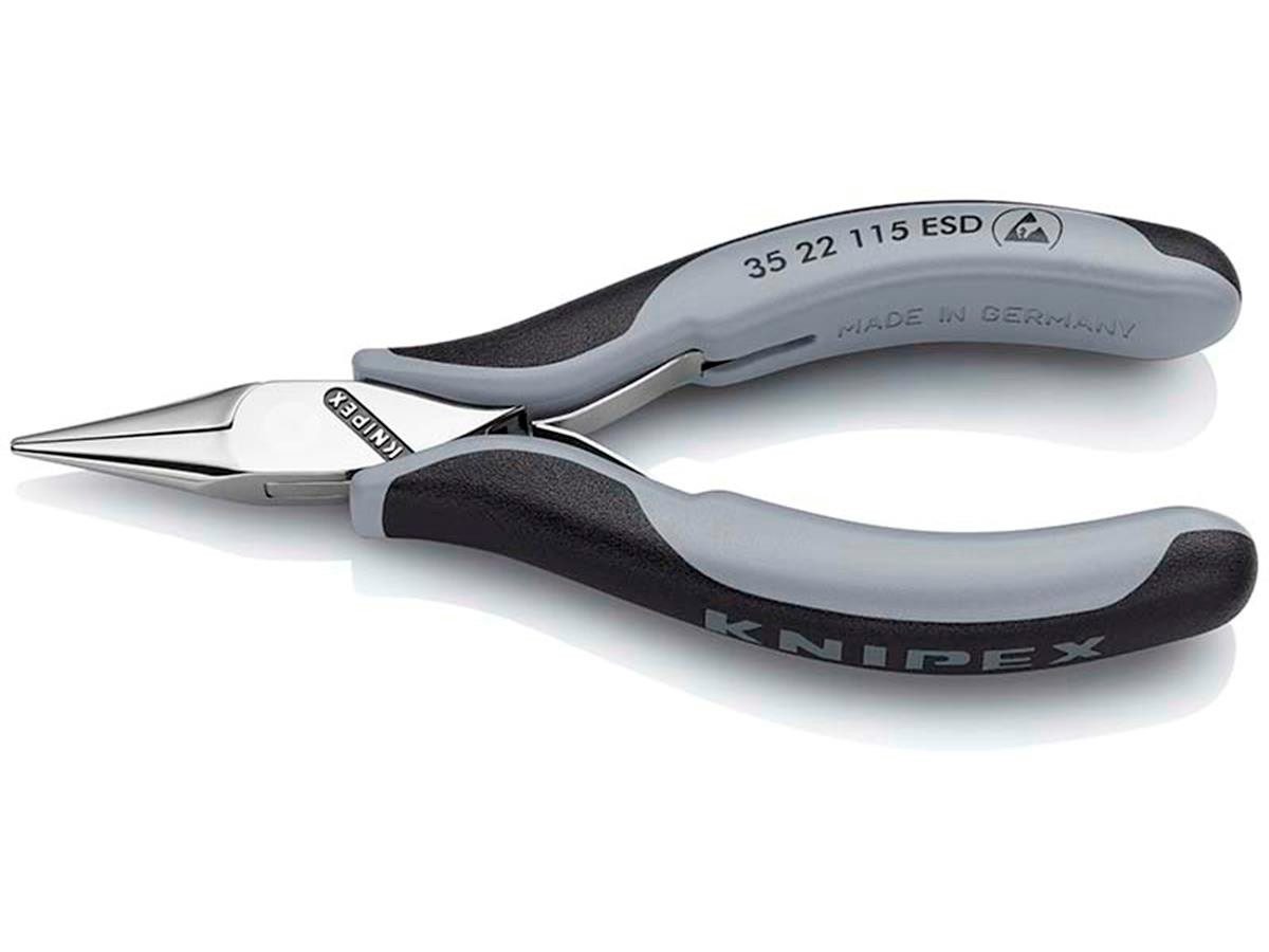 Knipex Greifzange 35 22 115 ESD, 2K-Griff, Elektronikzange, Präzisionszange