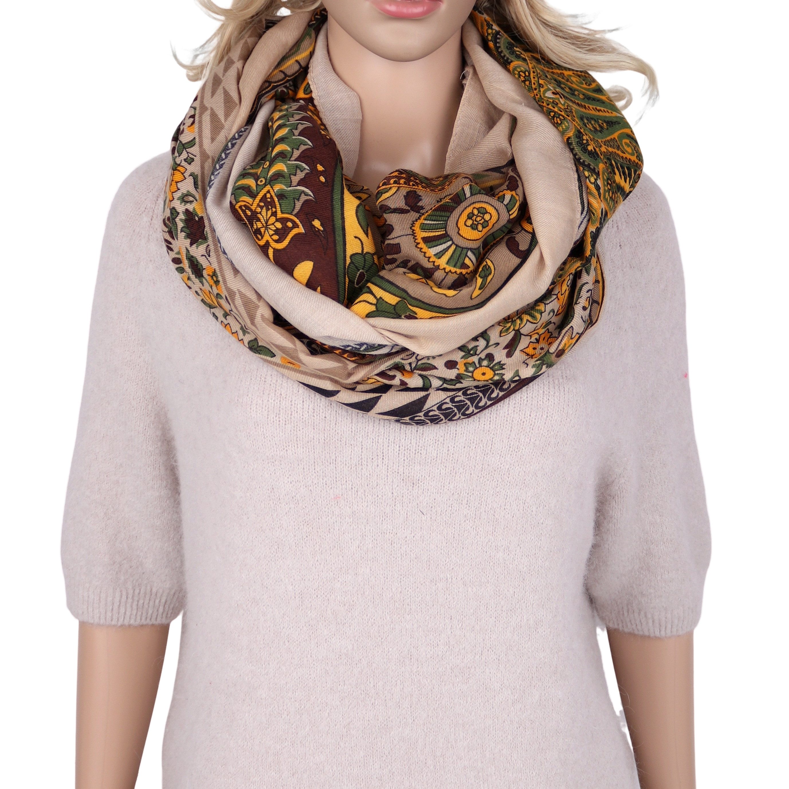 MIRROSI Loop Damen Schal Weich aus 100% Viskose Groß, (ca. 180x90cm Zweimal um den Hals wickelbar), Damen Halstuch Stola ideal für Frühling,Sommer, Herbst oder Winter