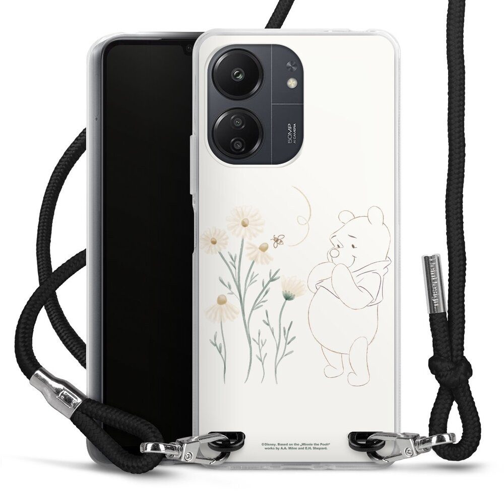DeinDesign Handyhülle Winnie Puuh Disney Biene Winnie Pooh Looks at Daisies, Xiaomi Redmi 13C 4G Handykette Hülle mit Band Case zum Umhängen