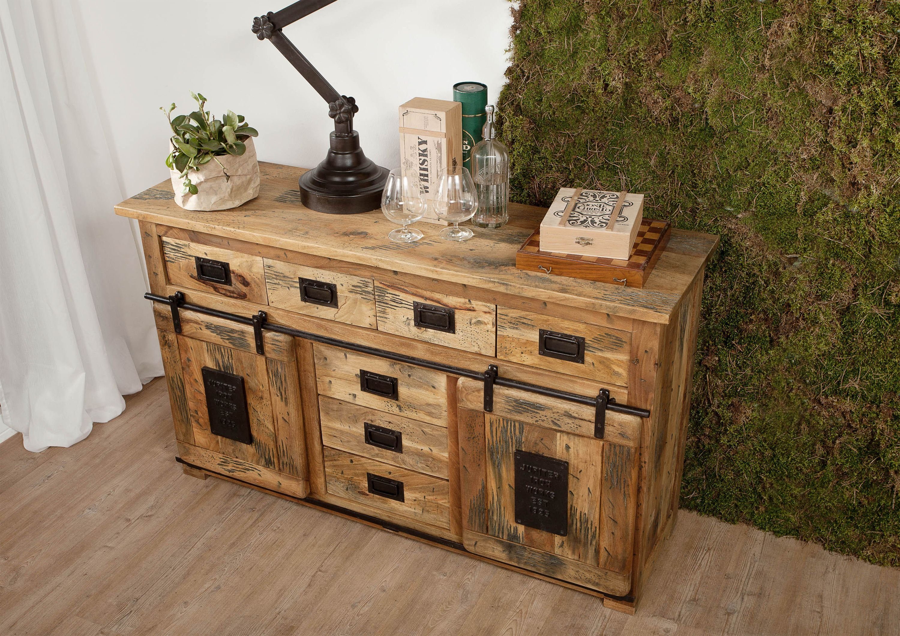 Massivmoebel24 Sideboard (Massivholz), Mango 150x45x90 natur lackiert RAILW günstig online kaufen