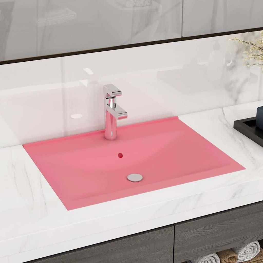 vidaXL Waschbecken vidaXL Luxus-Waschbecken mit Hahnloch Matt-Rosa 60x46 cm Keramik