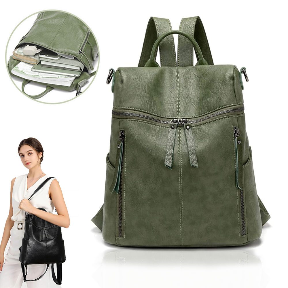 RWEUOQ Freizeitrucksack Leathario Damen Rucksack Anti diebstahl Wasserdicht Cityrucksack, Cityrucksack aus veganem Leder Schultertasche Handtasche für Frauen