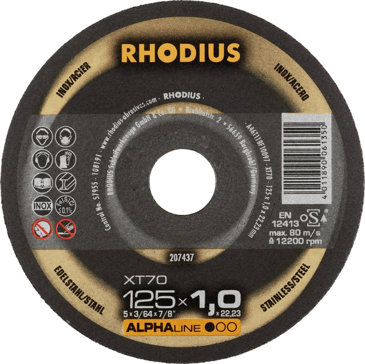 Rhodius Winkelschleifer Rhodius Trennscheibe extradünn XT70 Ø 125 mm
