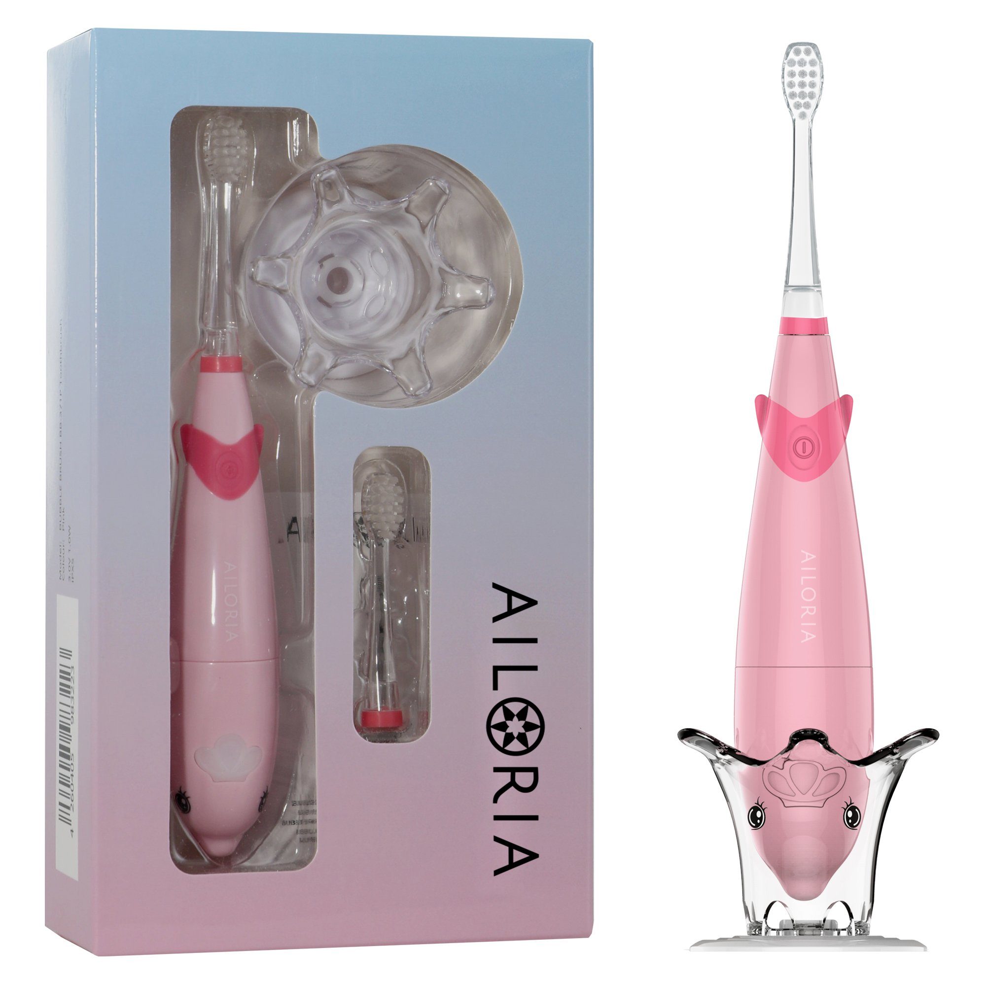 AILORIA Elektrische Kinderzahnbürste BUBBLE BRUSH Kinder-Schallzahnbürste, Schallzahnbürste in buntem Design, LED & Musik für Kinder