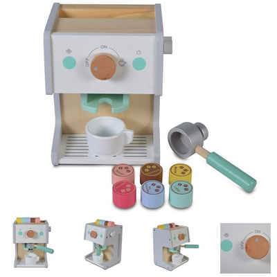 Moni Kinder-Kaffeemaschine Moni Spielzeug Kaffeemaschine 4319, Holz Siebträger Kaffeekapseln Tasse Löffel