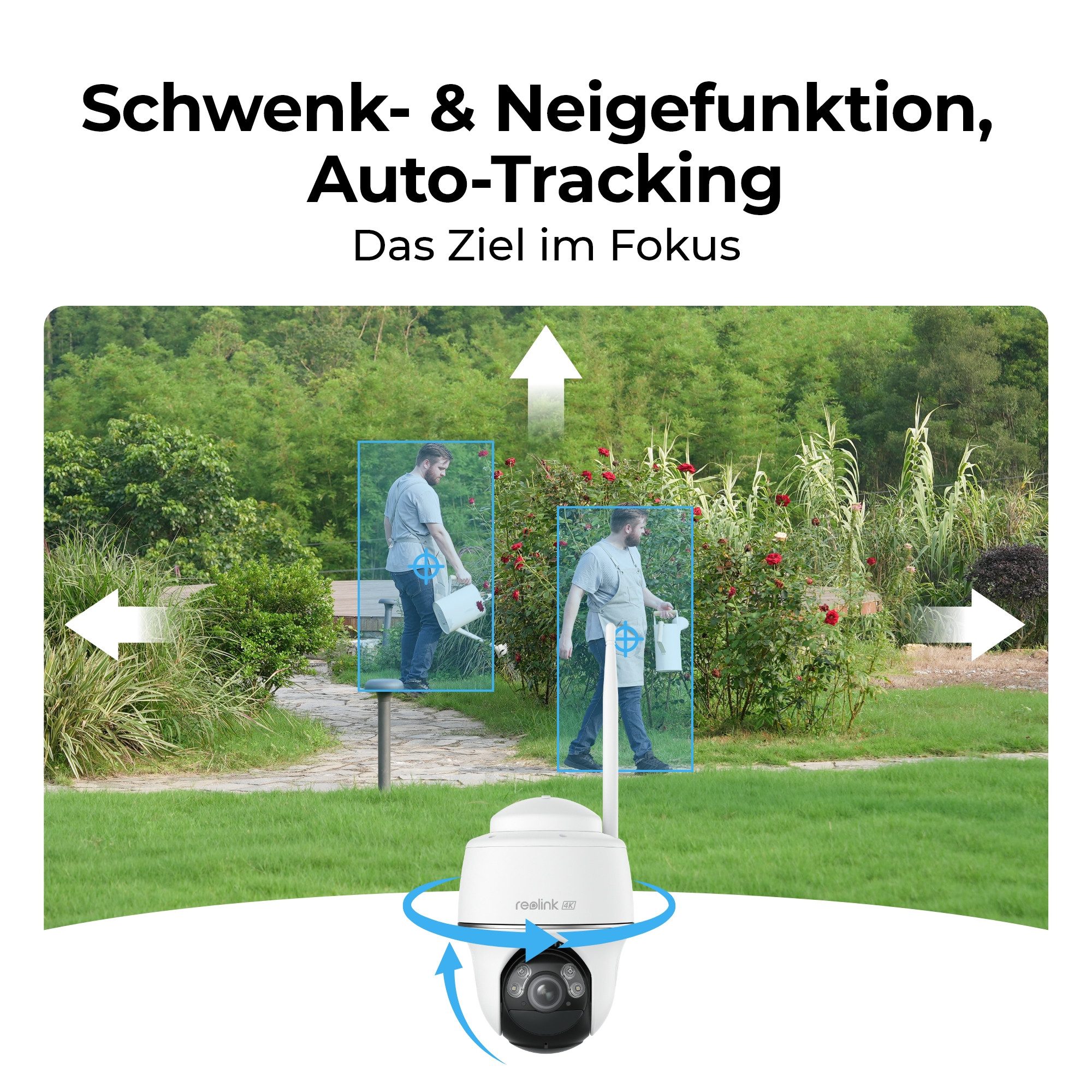 Reolink Überwachungskamera Kabelloses Sicherheitssystem mit 4K PT Akku Argus PT Ultra (AuBenbereich, 2-tlg., 360° Ansicht in 4K,Farbige Nachtsicht mit Reolink H – Bild 4 von 5