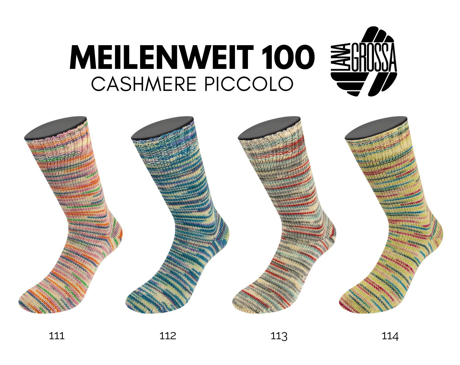 Thumbnail - LANA GROSSA Meilenweit 100 g CASHMERE PICCOLO Häkelwolle, 420 m (weiche 4-fach Sockenwolle mit Kaschmir-Anteil), 100 g