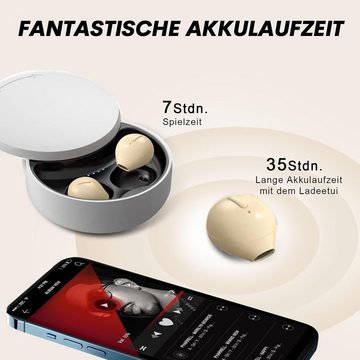 Xmenha mit Klangqualität, lange Akkulaufzeit, Mini In-Ear-Kopfhörer (Perfekter Klang und Geräuschunterdrückung: HiFi Stereo Sound für natürlichen Klang und klare Höhen. ENC Technologie filtert Umgebungsgeräusche für klare Anrufe., Ultimatives Schlafkomfort-Paket, klare Anrufe mit HiFi Stereo Sound)