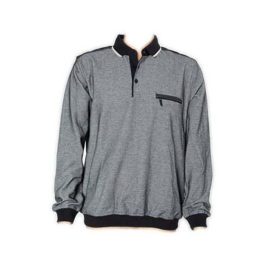 Hajo Sweatshirt »Piqué Herren Sweatshirt „Stay Fresh“ im Polostyle« Brusttasche mit Reißverschluss, Knopfleiste, Polokragen