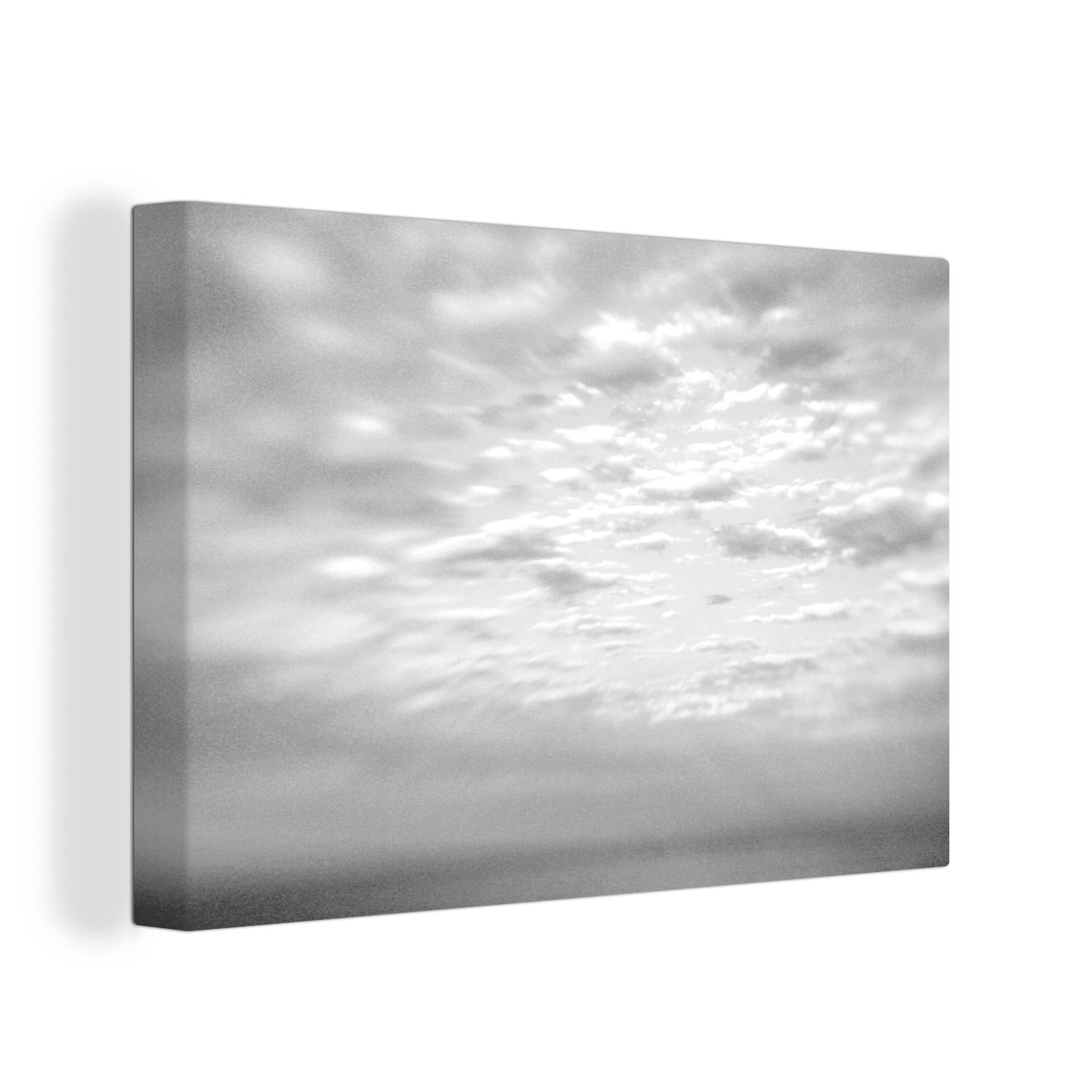 OneMillionCanvasses® weiß, cm am - Leinwandbild Aufhängefertig, Wanddeko, 30x20 Wandbild Wölkchen Himmel und (1 St), Leinwandbilder, schwarz