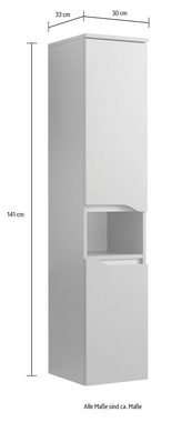 Saphir Badmöbel-Set Quickset 3-teilig, Waschbeckenunterschrank mit LED-Spiegel, (3-St), mit Midischrank, inkl. Türdämpfer, 4 Türen, 1 Nische, Bad-Set