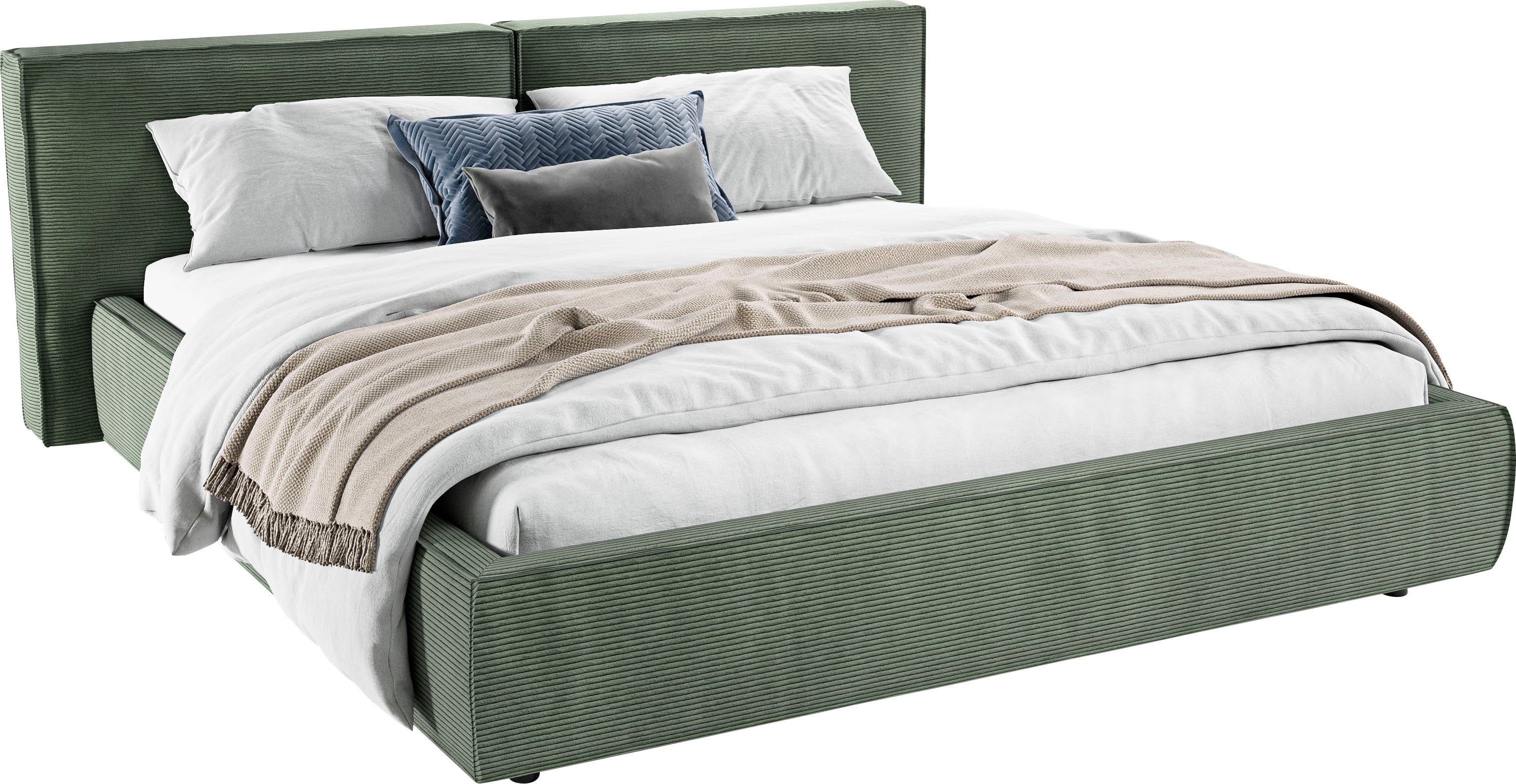 Home affaire Polsterbett Adrina mit Biesenoptik, Feincord und Luxus-Microfaser, bis 280kg, auch in Überlänge 220 cm, 4 Breiten bis 200cm