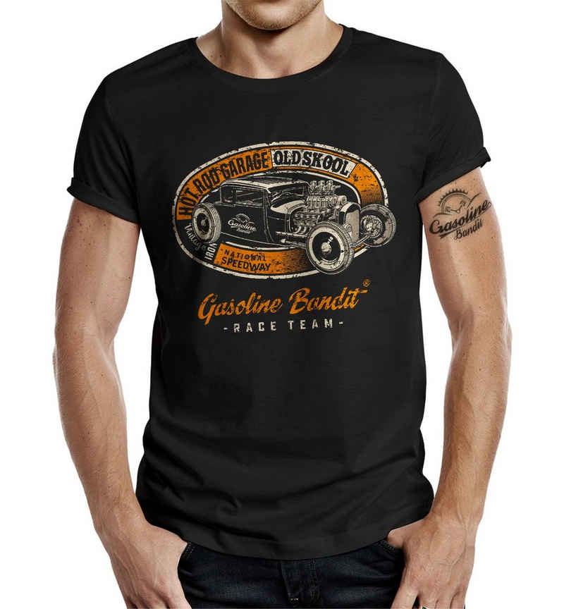 GASOLINE BANDIT® T-Shirt für Classic US Car Fans: Hot Rod Garage Old Skool