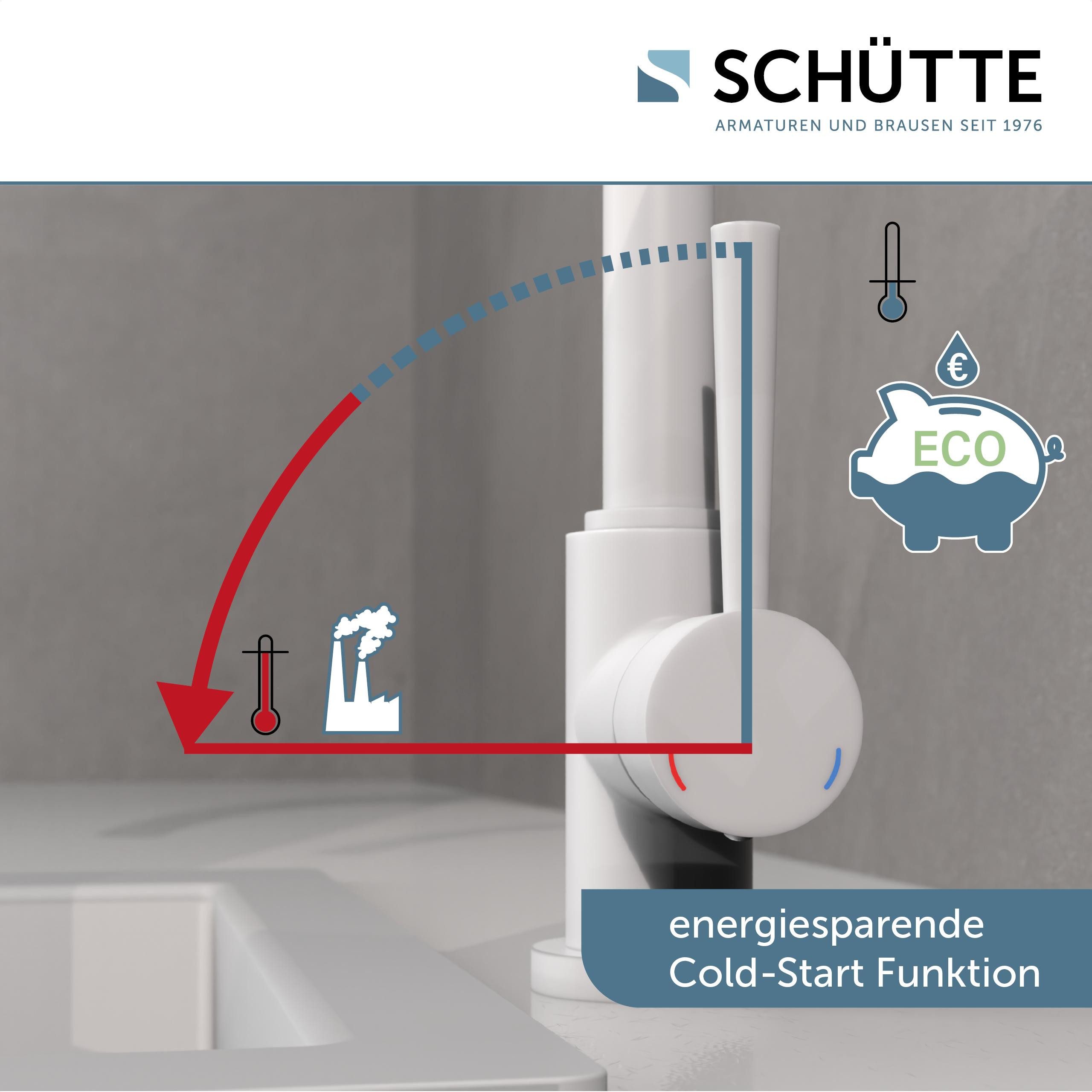 Schütte Spültischarmatur CORNWALL praktische Cold-Start-Funktion zum Energiesparen, 360° schwenkbar