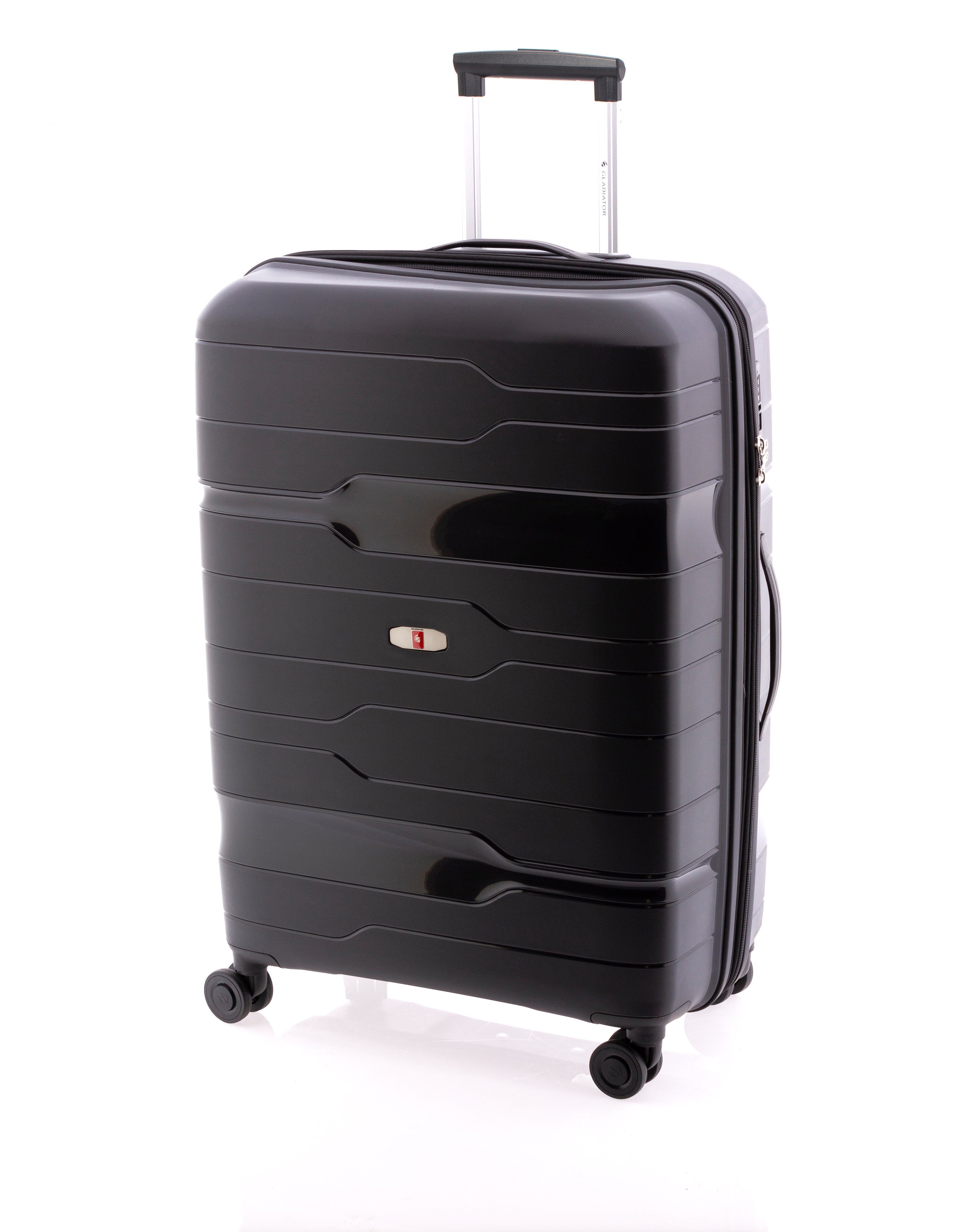 GLADIATOR Hartschalen-Trolley Koffer XL - 77 cm, 4 Rollen, TSA-Schloss, Dehnfalte, Polypropylen, div. Farben Schwarz