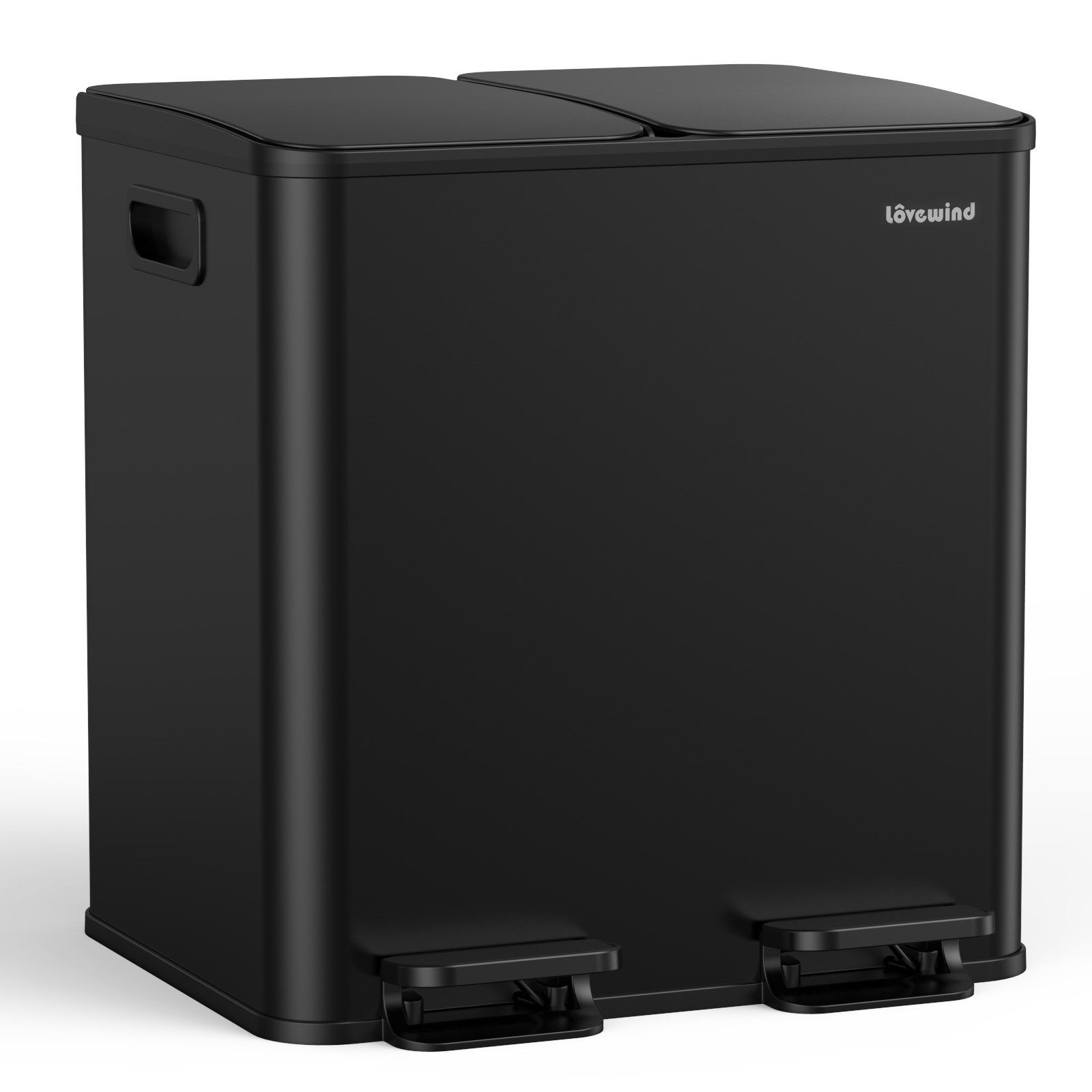 Lovewind Mülleimer Mülltrennsystem 2 Fächer 60 L Küche 2 × 30 L Treteimer Edelstahl, 2 x 15 L Fassungsvermögen Leise schließende Deckel …