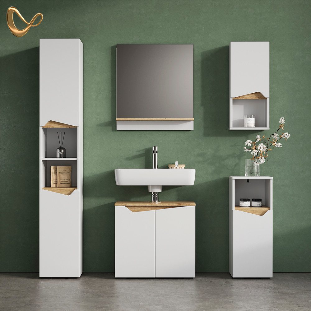 Livinity® Badmöbel-Set Timavo, Weiß/Artisan-Eiche, 5 Teile günstig online kaufen