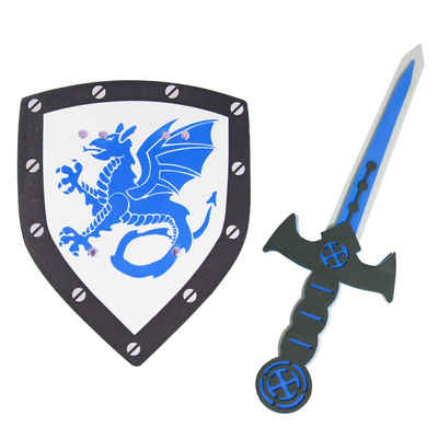 Das Kostümland Blaster Ritter Schwert und Schild aus Schaumstoff, Blau