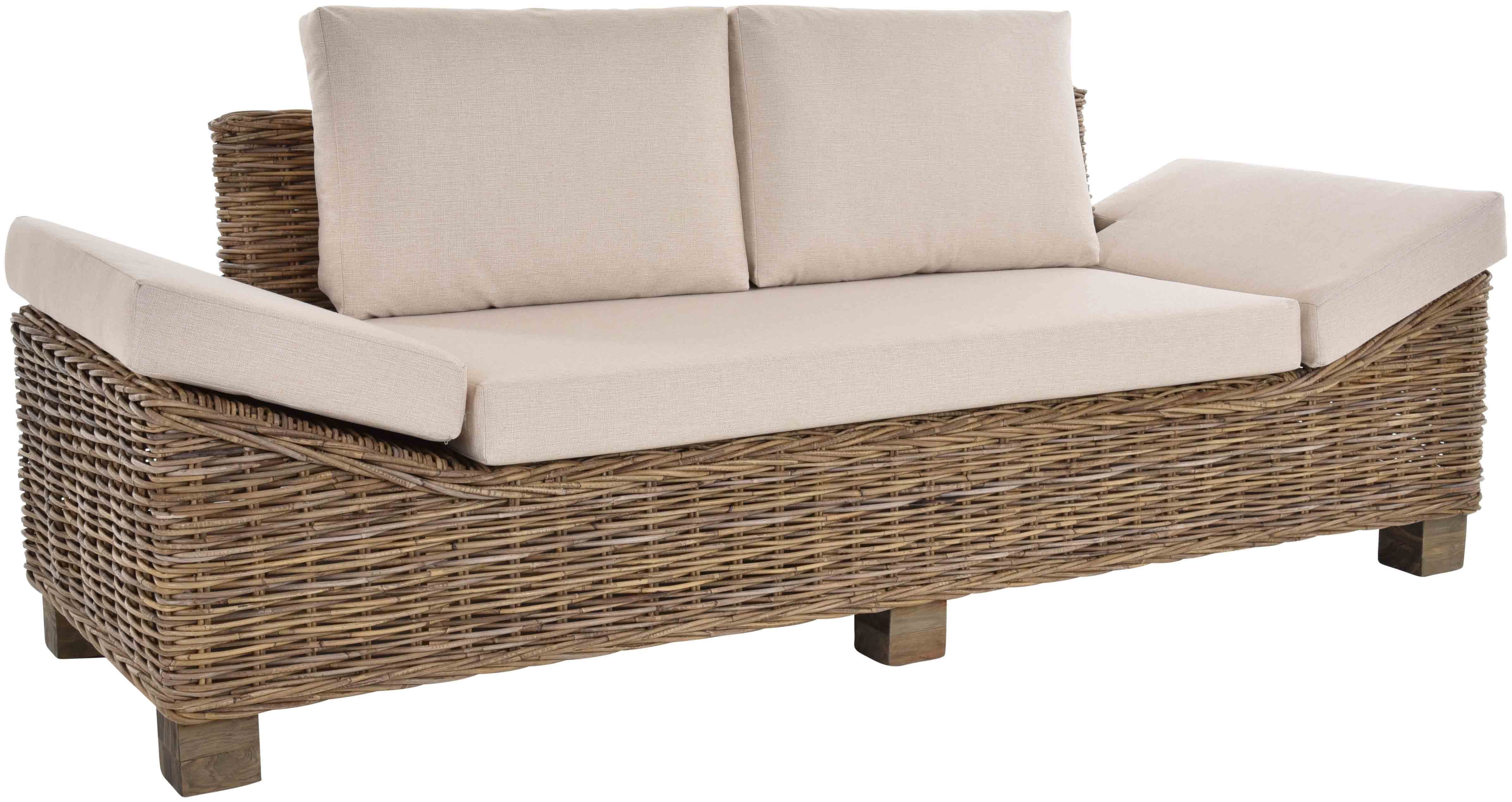 Big-Sofa Wintergarten, Rattansofa Elegant Natur Elegante Dreisitzer, Krines Liegesofa Couch Home Wohnzimmer