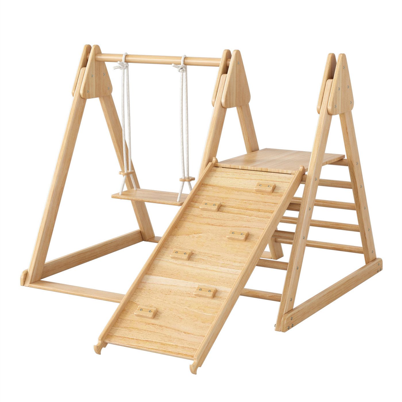 Indoor-Rutsche 3 in 1 Kinderspielzeug,Rutsche und Schaukel,Holzspielzeug für Kinder