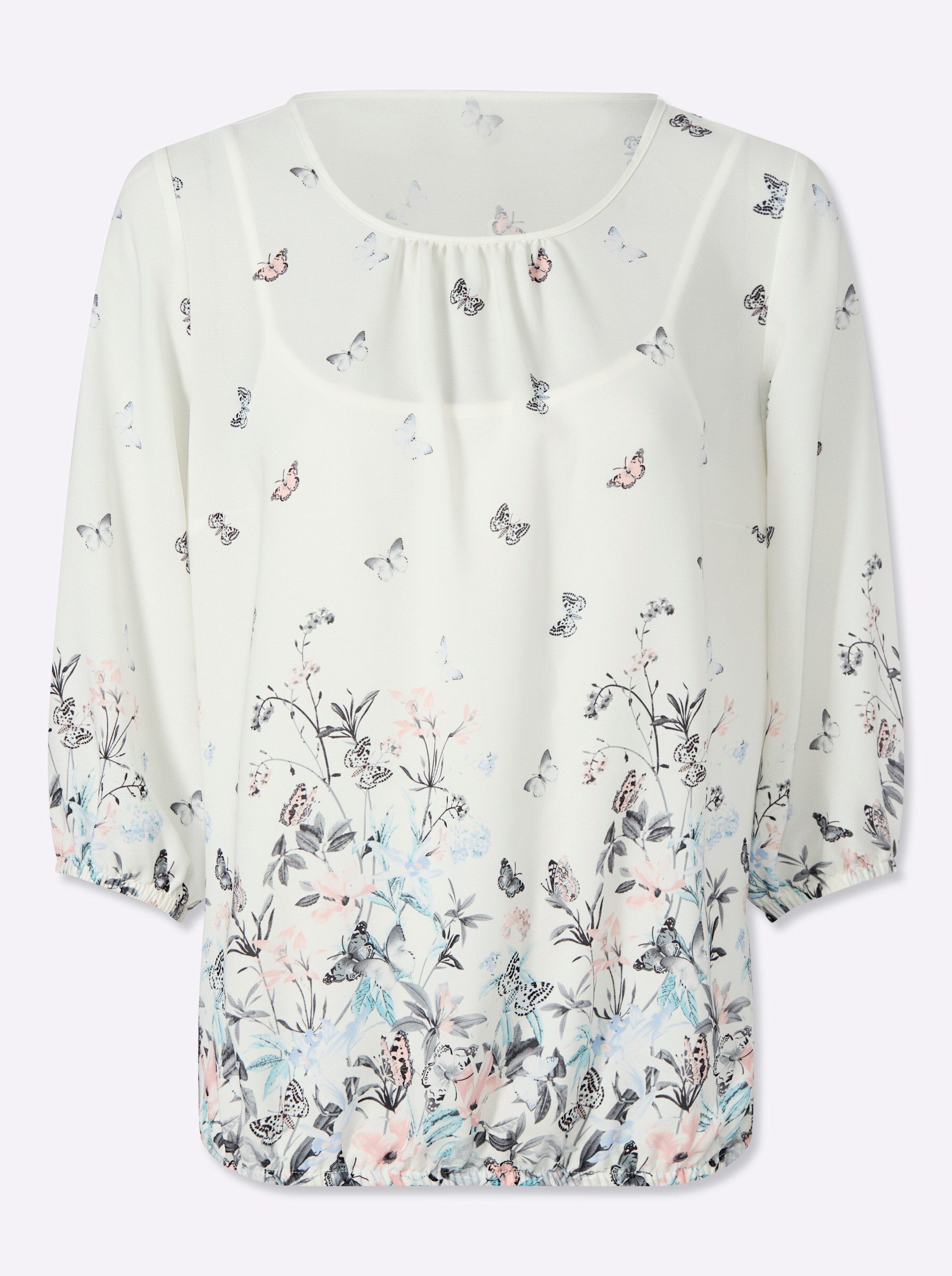 Klassische Bluse Druckbluse Kurzarm