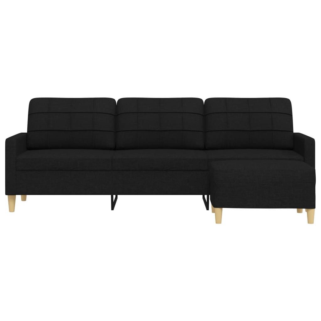 vidaXL Sofa 3-Sitzer-Sofa mit Hocker Schwarz günstig online kaufen