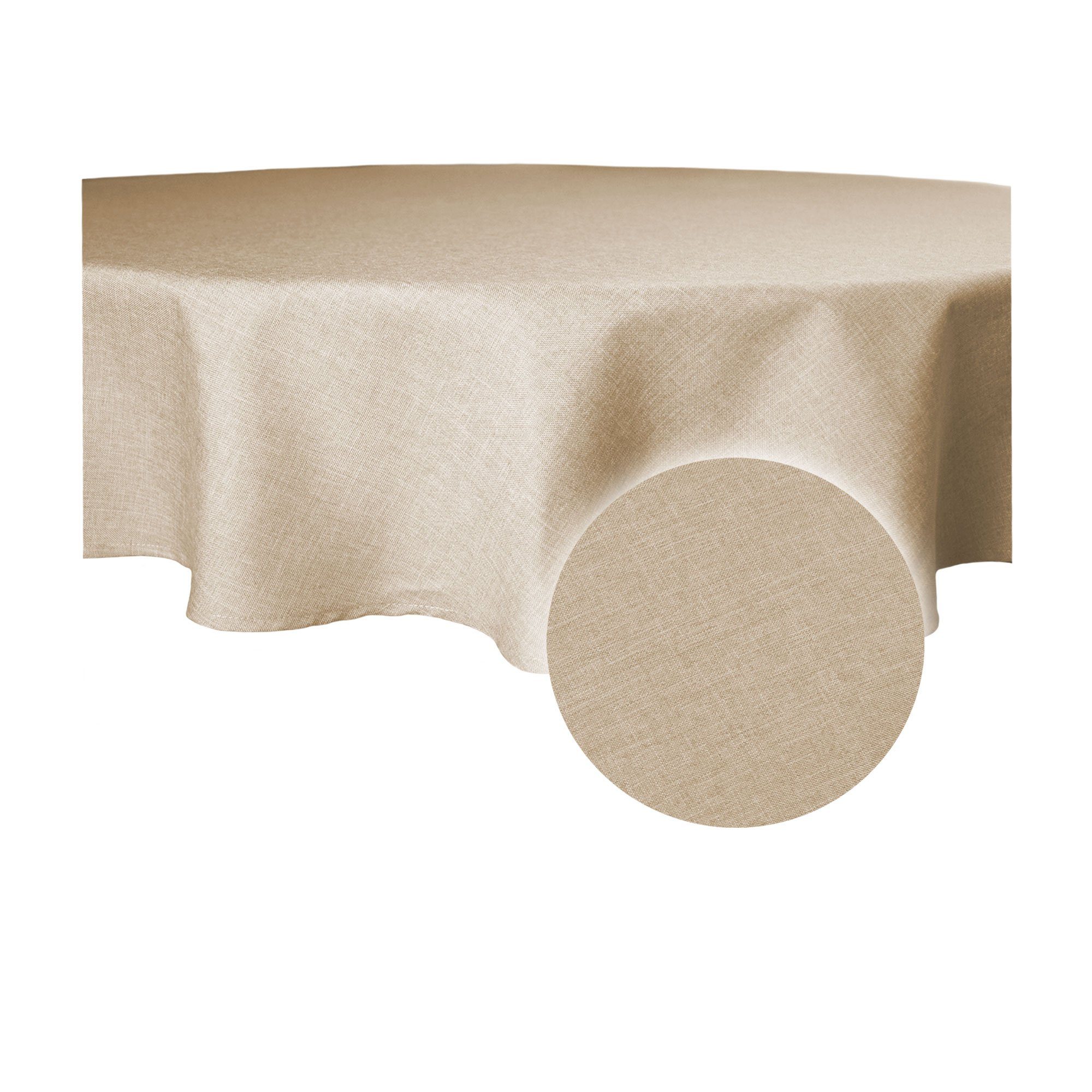 Haus und Deko Tischdecke Tischdecke rund 140 cm Ø beschichtet Leinenoptik wasserabweisend (1-tlg) – Bild 2 von 5
