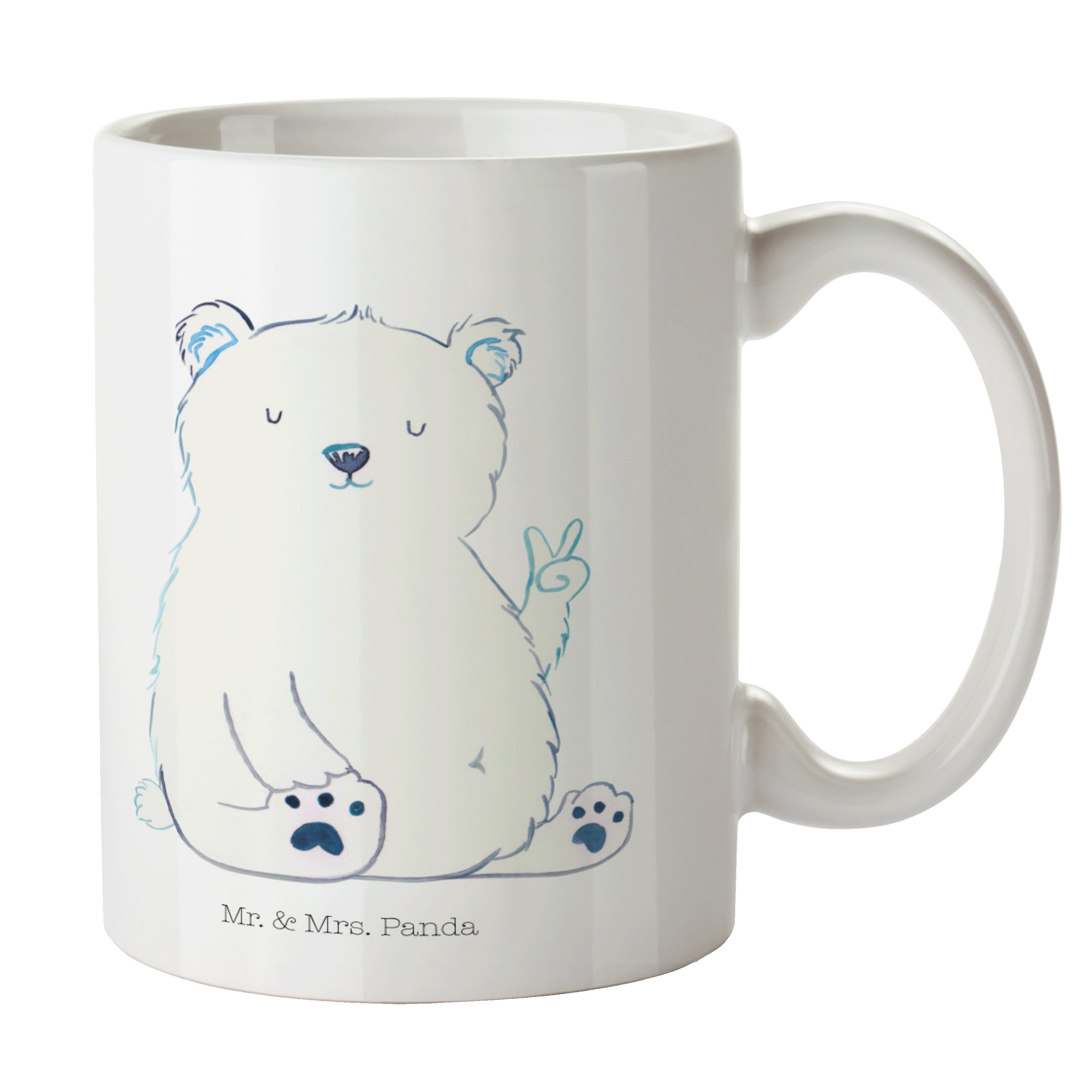 Mr. & Mrs. Panda Tasse Eisbär Faul - Weiß - Geschenk, Tasse, Porzellantasse, Teddy, Kaffeeta, Keramik