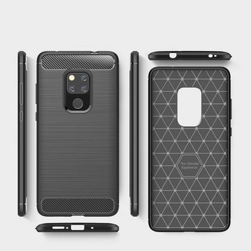 CoolGadget Handyhülle Carbon Handy Hülle für Huawei Mate 20 6,5 Zoll, robuste Telefonhülle Case Schutzhülle für Mate 20 Hülle