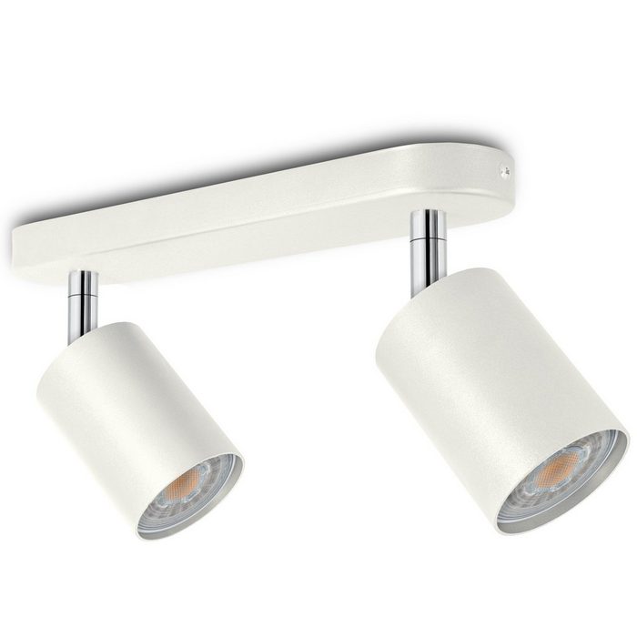 SSC-LUXon Aufbauleuchte LED Deckenstrahler 2 flammig Spotbalken in weiß schwenkbar inkl. 2x LED GU10 6W warmweiß Warmweiß