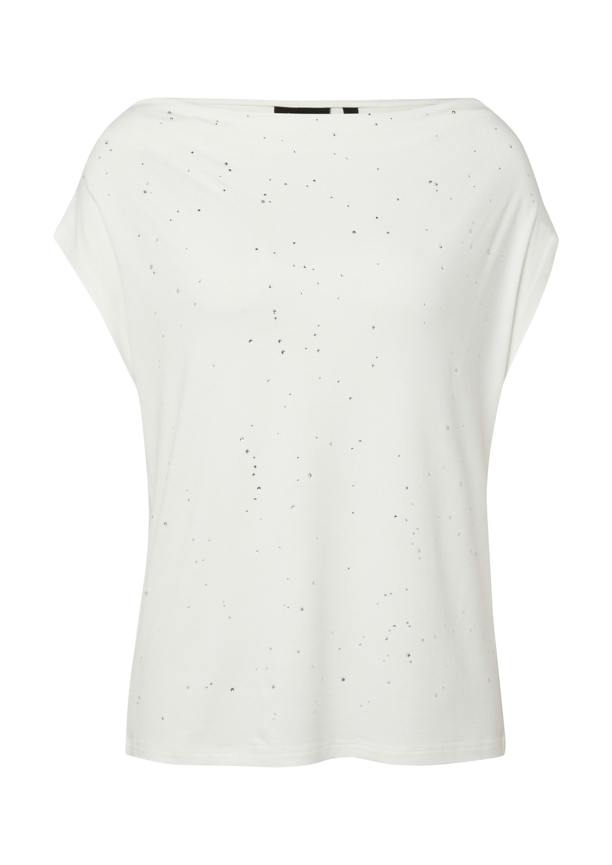 s.Oliver Kurzarmshirt T-Shirt Top mit Wasserfallausschnitt und Schmuckstein günstig online kaufen