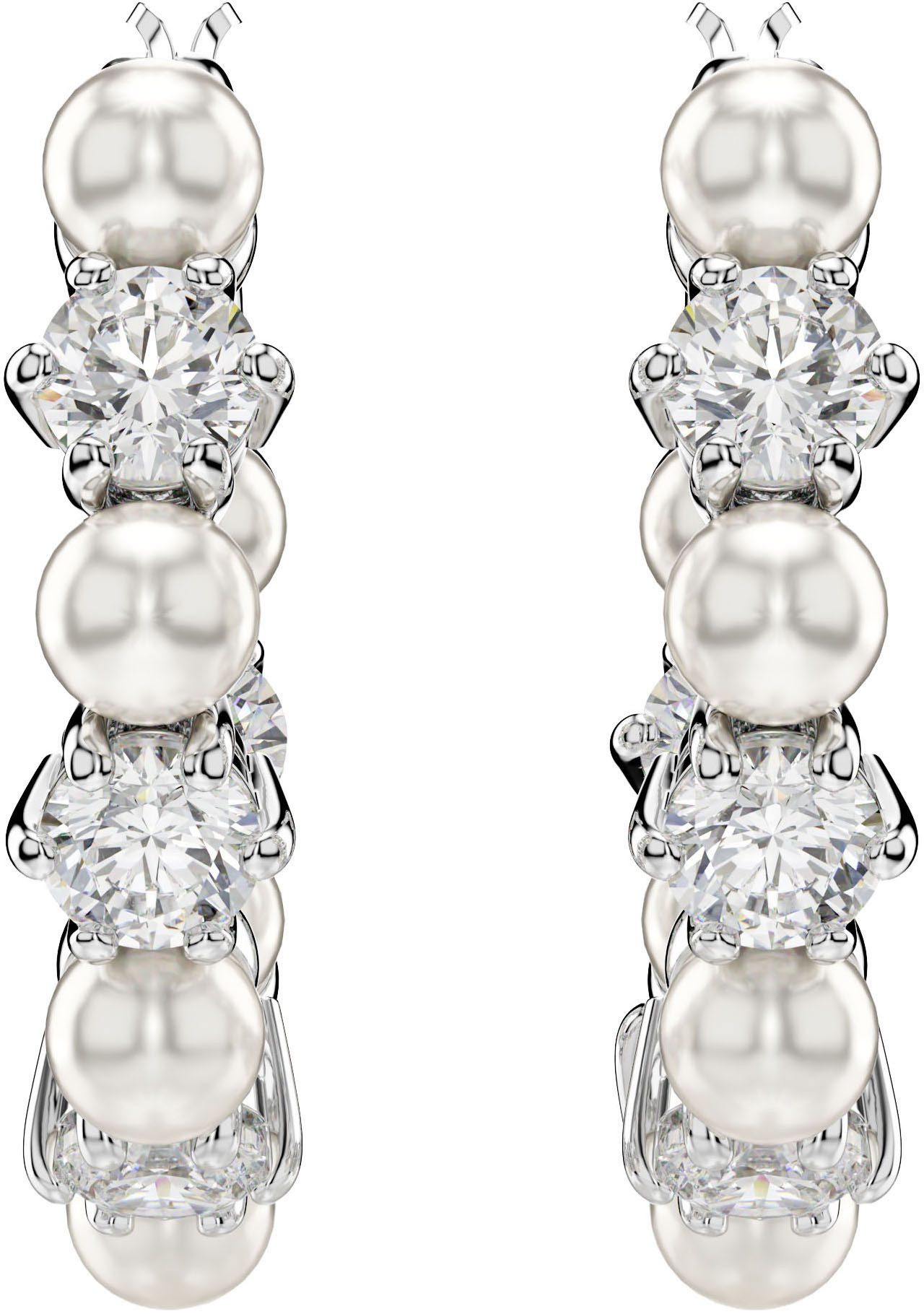 Swarovski Paar Creolen Schmuck Geschenk Matrix Drop-Ohrhänger, mit Swarovski® Zirkonia (synth) - mit Swarovski® Perle