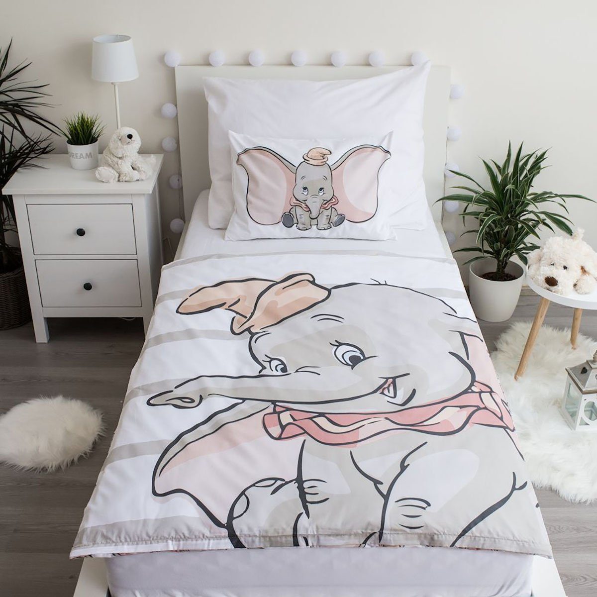 Disney Kinderbettwäsche Disney Dumbo Kinderbettwäsche 100x135 und 40x60 cm 100% Baumwolle, Renforcé, 2 teilig