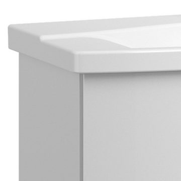Lomadox Waschtisch-Set FES-4010-66, (Spar-Set, 0-St), weiß glänzend, Unterschrank gerundeter Front, Spiegelschrank