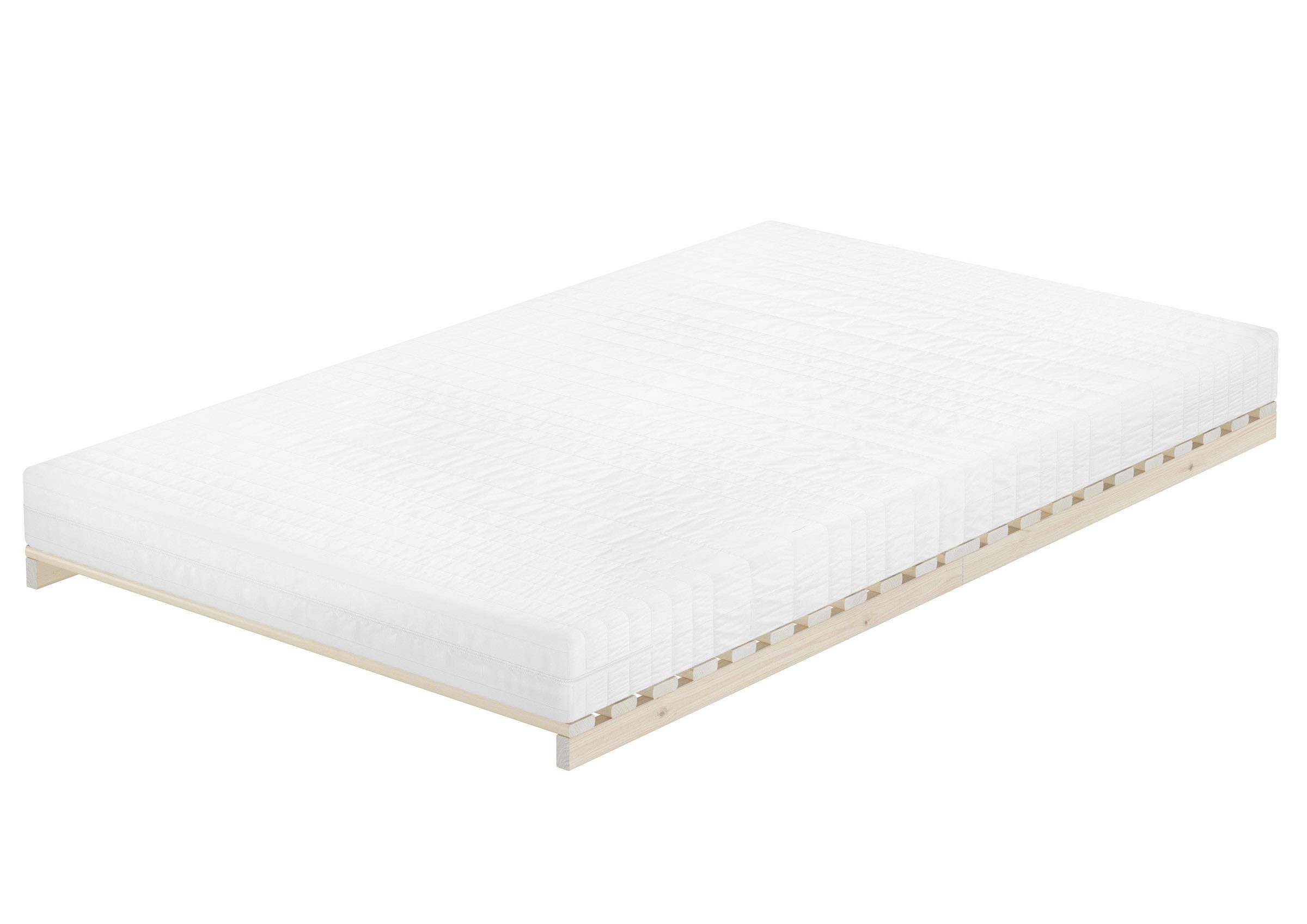 ERST-HOLZ Futonbett Niederflurbett Metallfrei 120 x 200 cm Futon Lattenrost Fichte, Fichte unbehandelt