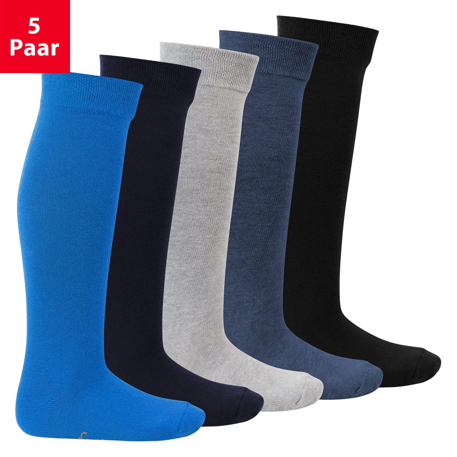 Footstar Langsocken EVERYDAY! 5 Paar Kinder Kniestrümpfe Lange Socken für Mädchen & Jungen