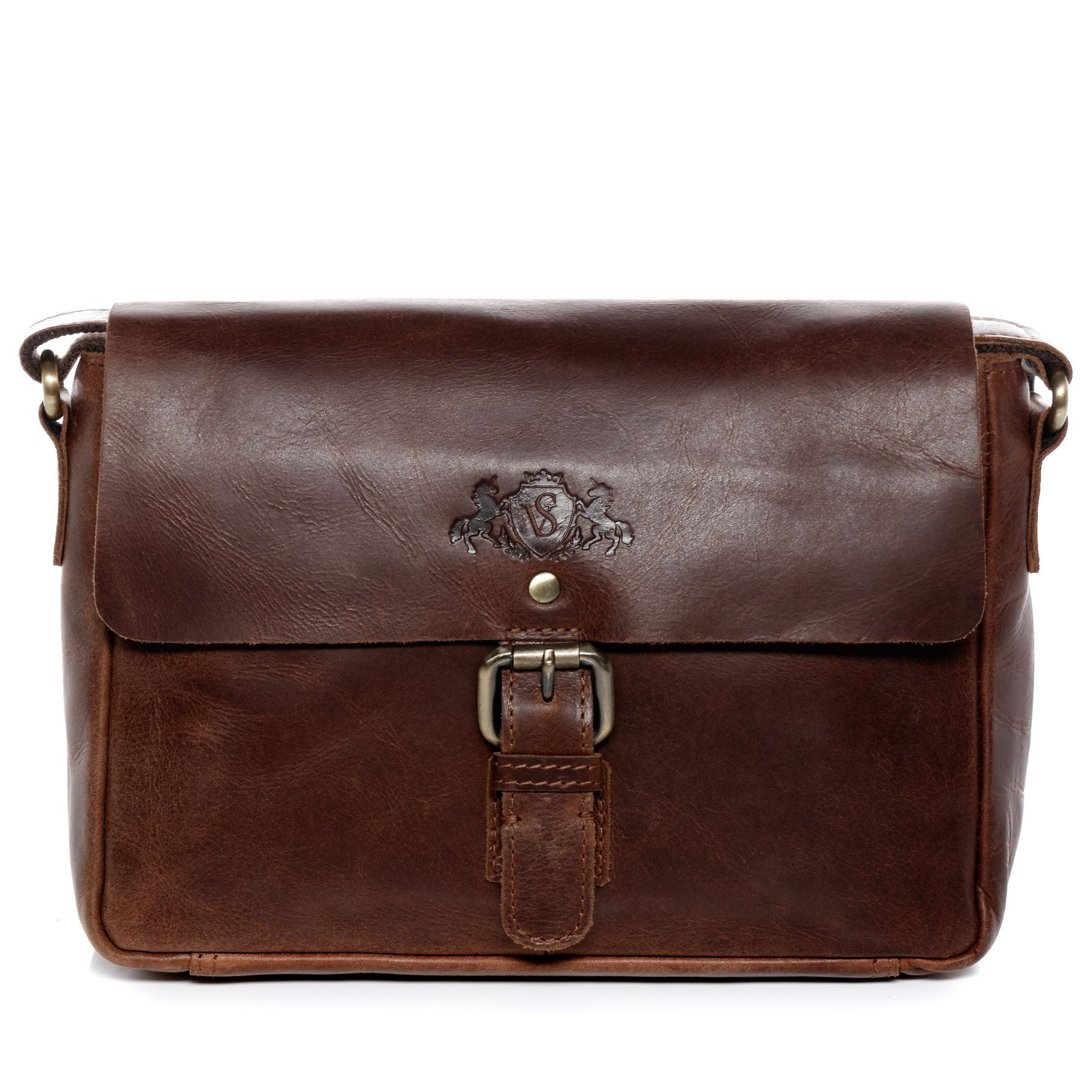 SID & VAIN Messenger Bag YALE Umhängetasche Cross-Body Bag echt Leder, Ledertasche Schultertasche Herren Damen Messenger Bag braun – Bild 5 von 5