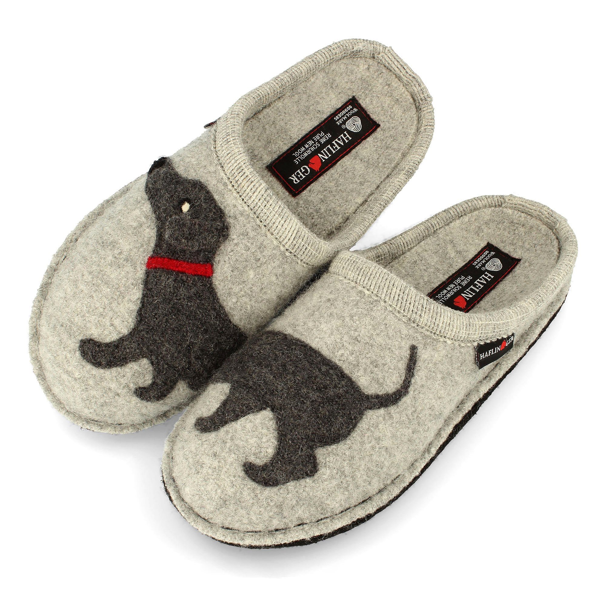 Haflinger Flair Dackel Pantoffeln aus gewalkter Wolle Hundemotiv Unisex Hausschuh – Bild 3 von 5