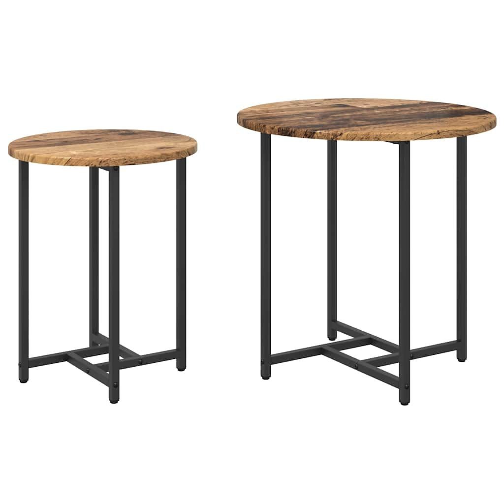 vidaXL Beistelltisch Beistelltisch-Set 2 stk. Altholz und Schwarz 50 x 50 x 50 cm (2-St)